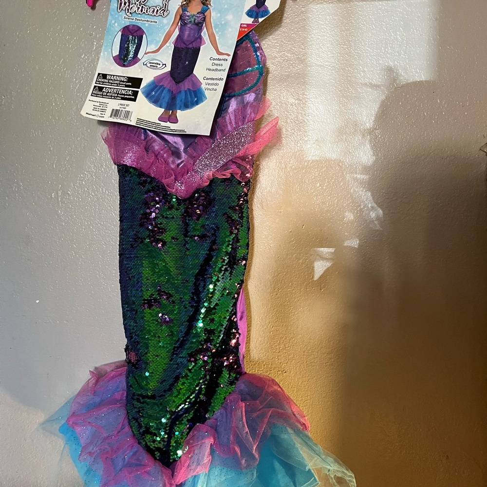 Enchanting Mermaid Costume for Kids - Green and Pink With A Headpiece.
